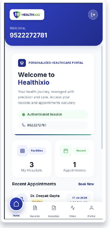 A mobile app home screen
